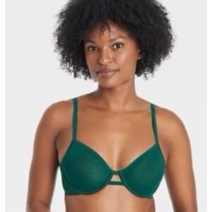 NEW Auden Dark Green Smooth Unlined Demi Coverage Underwire‎ Bra, Size 36C